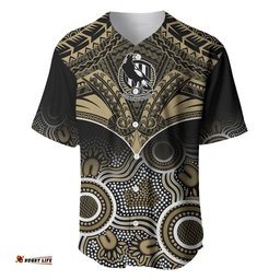 Collingwood Football Baseball Jersey Shirt Go Magpies Aboriginal Mix Polynesian Pattern