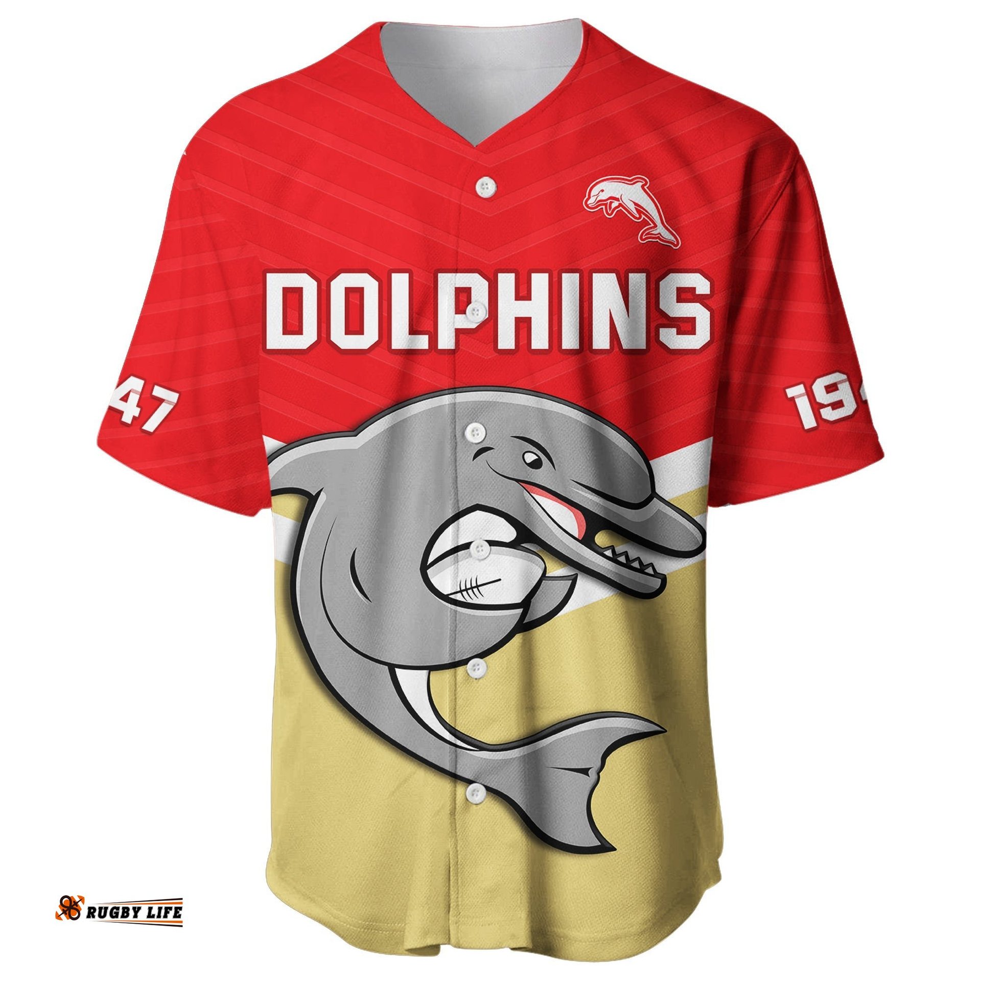 Dolphins Rugby Baseball Jersey Shirt Sporty Style Ver.01