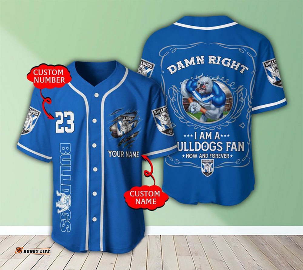 Personalized Canterbury Bankstown Bulldogs Baseball Jersey Shirt National I Am A Fan Football League Custom NRL