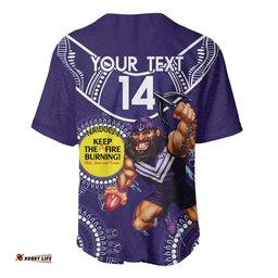 Custom AFL Dockers NAIDOC Week Baseball Jersey Shirt Keep The Fire Burning Indigenous Art