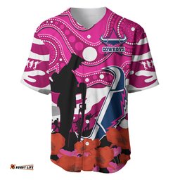 Cowboys Rugby ANZAC Baseball Jersey Shirt Poppy Mix Aboriginal Magenta Version 02