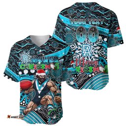 Merry Christmas AFL Power Baseball Jersey Shirt Aboriginal Santa Football Mascot