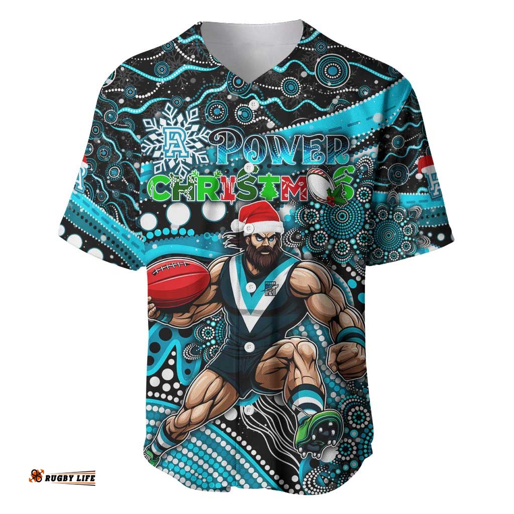 Merry Christmas AFL Power Baseball Jersey Shirt Aboriginal Santa Football Mascot