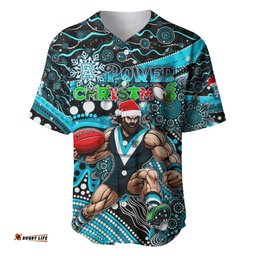 Merry Christmas AFL Power Baseball Jersey Shirt Aboriginal Santa Football Mascot