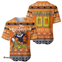 Personalized Tigers Rugby Xmas Baseball Jersey Shirt Australia NRL Mascot