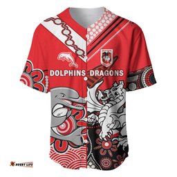 Custom Text And Number Dolphins And Dragons Rugby Baseball Jersey Shirt Together Indigenous 03
