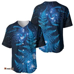 New Zealand Matariki Baseball Jersey Shirt Blue Milky Way Stars Night Sky