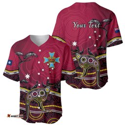 Personalised June 6 Queensland Day Baseball Jersey Shirt Australian Aboriginal Art