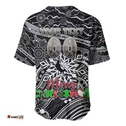Merry Christmas AFL Collingwood Magpies Baseball Jersey Shirt Aboriginal Santa Football Mascot
