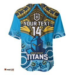 Personalised Titans Rugby Baseball Jersey Shirt Aboriginal Mix Polynesian Pattern