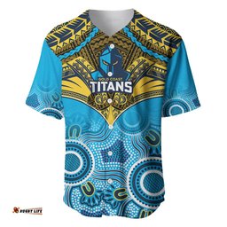 Personalised Titans Rugby Baseball Jersey Shirt Aboriginal Mix Polynesian Pattern