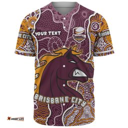 Brisbane Broncos Grand Final Custom Baseball Shirt - Custom Brisbane Broncos With Contemporary Style Of Aboriginal Painting  Baseball Shirt