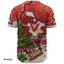 St. George Illawarra Dragons Christmas Custom Baseball Shirt - Let's Get Lit Chrisse Pressie Baseball Shirt