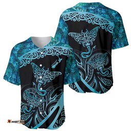 New Zealand Stingray Baseball Jersey Shirt Aotearoa Whai With Maori Paua Shell