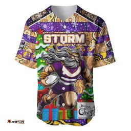 Custom Storm Rugby Merry Christmas Baseball Jersey Shirt Indigenous Australian Art