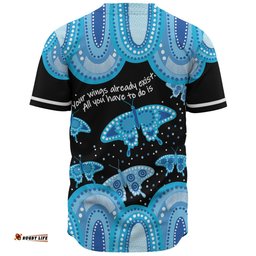 Australia Baseball Shirt - Aboriginal Blue Butterflies Art Inspired
