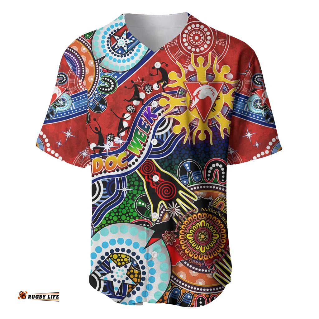 Custom NAIDOC Week 2024 Sydney Swans Baseball Jersey Shirt Australia Aboriginal Dot Painting