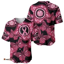 Australia Indigenous Baseball Jersey Shirt Breast Cancer Black Aboriginal Butterfly