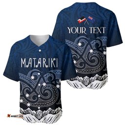 Peronsalised New Zealand Baseball Jersey Shirt Matariki Maori Patterns Gradient