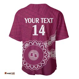 Custom QLD Maroons Rugby Baseball Jersey Shirt Aussie Aboriginal Mix Polynesian Pattern