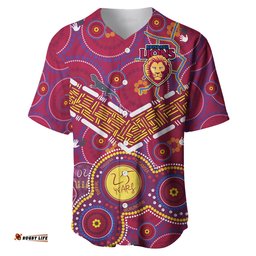 Custom Text And Number Brisbane Football Baseball Jersey Shirt Indigenous Pattern Go Lions Unique Version