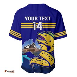 Custom Australia Day Eels Baseball Jersey Shirt NRL 2024 Sydney Opera House With Map