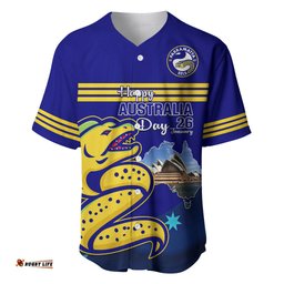 Custom Australia Day Eels Baseball Jersey Shirt NRL 2024 Sydney Opera House With Map