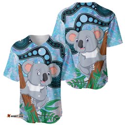 Australia Opal Koala Baseball Jersey Shirt Aussie Aboriginal Art