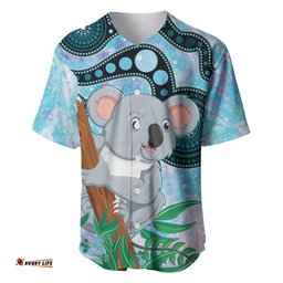 Australia Opal Koala Baseball Jersey Shirt Aussie Aboriginal Art