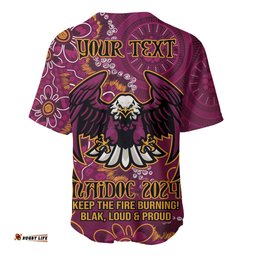Personalised Sea Eagles NAIDOC Week 2024 Baseball Jersey Shirt Aboriginal Fire Burning Sparks