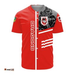 St. George Illawarra Dragons Baseball Jersey Shirt Personalized Rugby For Fan NRL