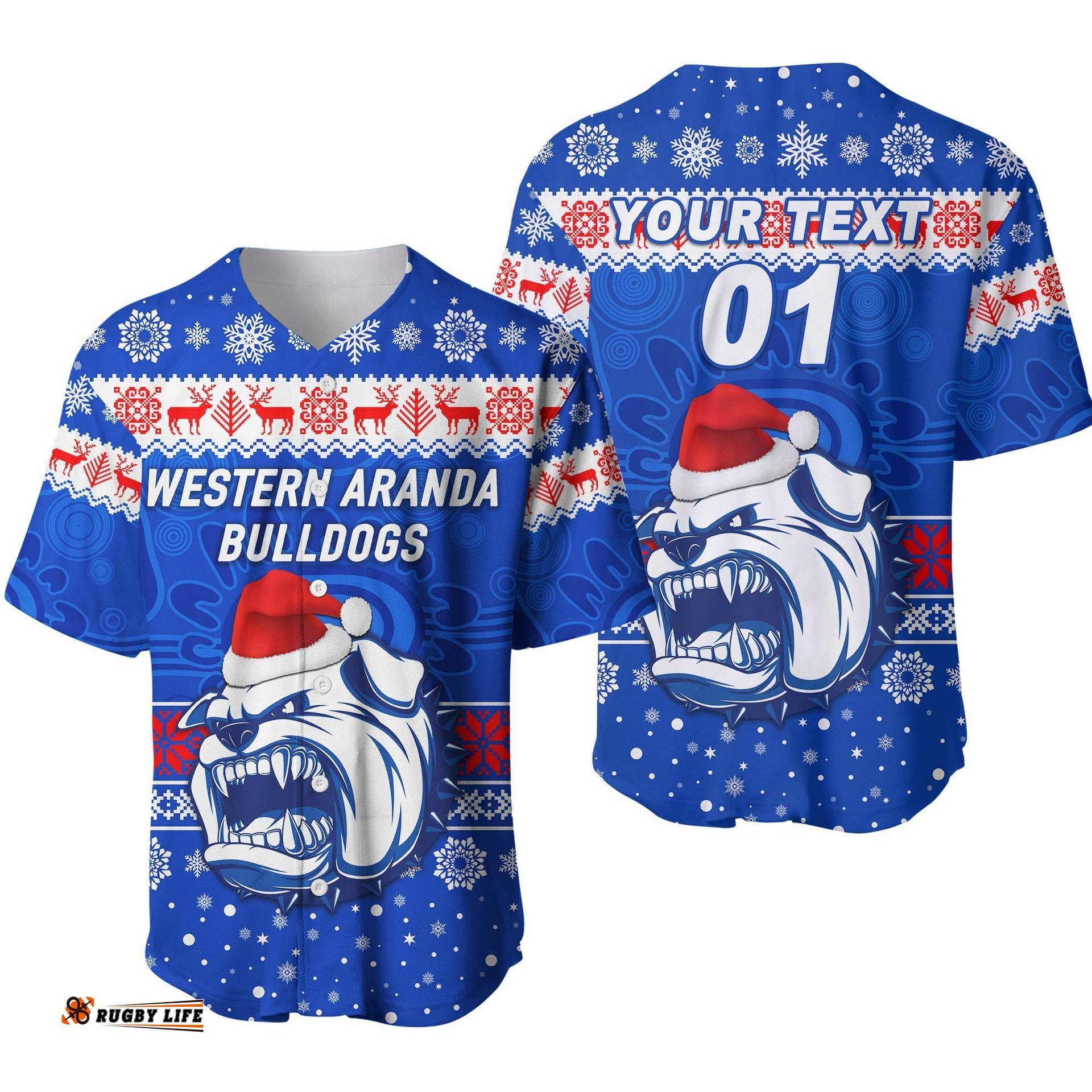 Custom Personalised Hermannsburg Western Aranda Bulldogs Football Club Baseball Jersey Shirt Christmas Simple Style
