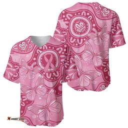 Australia Indigenous Baseball Jersey Shirt Breast Cancer Pink Aboriginal Butterfly