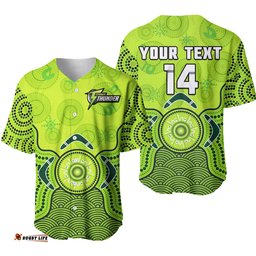 Custom Text And Number Thunder Cricket Baseball Jersey Shirt Sydney Indigenous Artsy