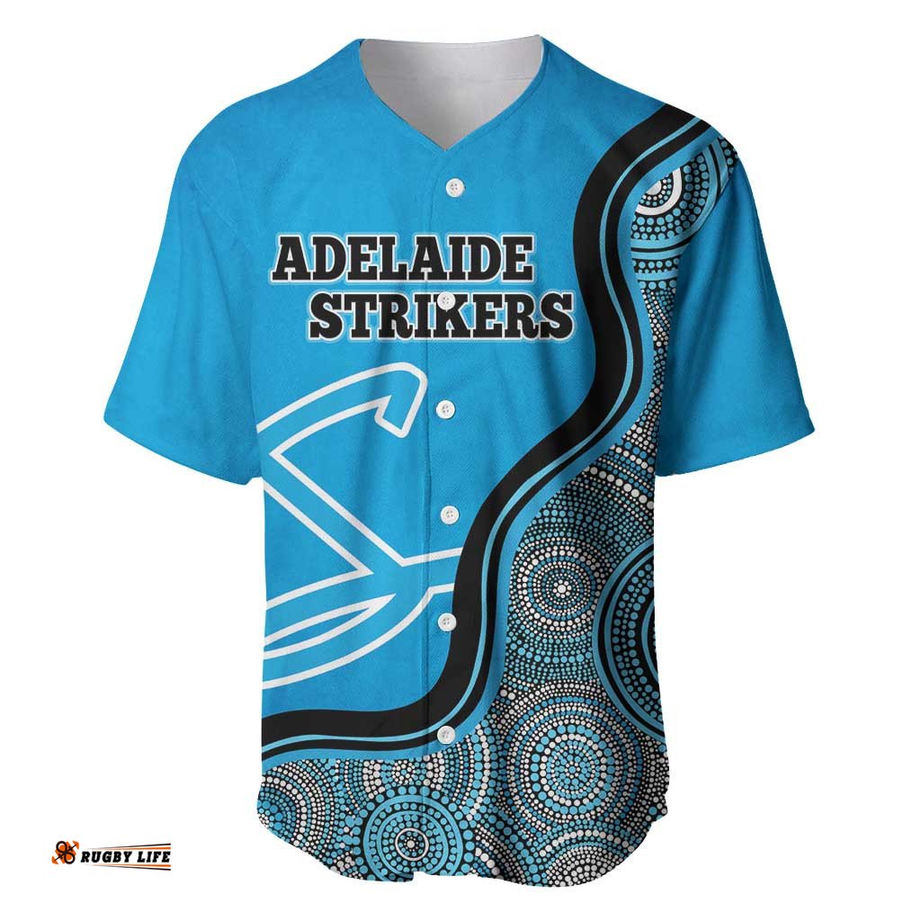 Custom Adelaide Strikers Baseball Jersey Shirt Indigenous Art Grunge Style