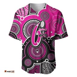 Custom Text And Number Sixers BBL Baseball Jersey Shirt Aboriginal Patterns Pink Version