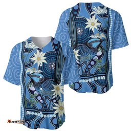 Australia Flannel Flower With Superb Fairy wren Baseball Jersey Shirt Aboriginal Art