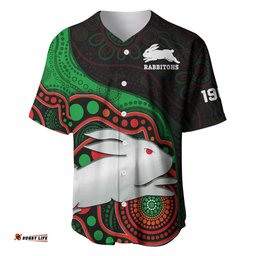 Rabbitohs Rugby Baseball Jersey Shirt Go Souths Indigenous Art 05