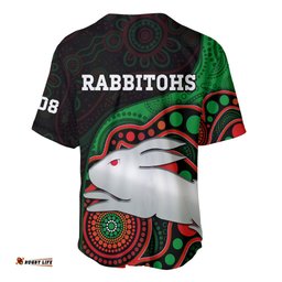 Rabbitohs Rugby Baseball Jersey Shirt Go Souths Indigenous Art 05