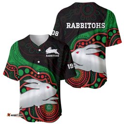 Rabbitohs Rugby Baseball Jersey Shirt Go Souths Indigenous Art 05