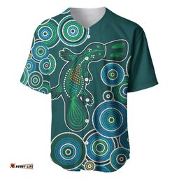 Green Platypus Aboriginal Art Baseball Jersey Shirt