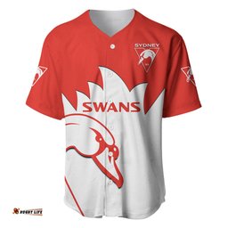 Personalised Sydney Swans Football Baseball Jersey Shirt Go Swannies Sporty Style