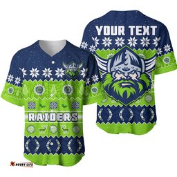 Custom Personalised Raiders Christmas Baseball Jersey Shirt The Green Machine Aboriginal Art Merry Xmas