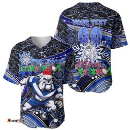 Merry Christmas Bulldogs Baseball Jersey Shirt Aboriginal Santa Rugby Mascot Canterbury Bankstown