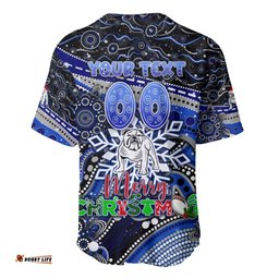 Merry Christmas Bulldogs Baseball Jersey Shirt Aboriginal Santa Rugby Mascot Canterbury Bankstown