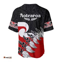 Custom Personalised Waitangi Baseball Jersey Shirt Aotearoa Maori Pattern Mix Fern and Manaia Koru