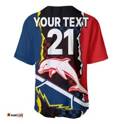 Custom Text And Number NRL Combine Dolphins and Cowboys Baseball Jersey Shirt