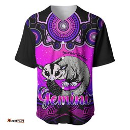 Personalised Australia Gemini Sugar Gilder Zodiac Baseball Jersey Shirt Auz Astrology Aboriginal Magenta