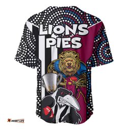 AFL Magpies Combine Lions Baseball Jersey Shirt Together Go Champions
