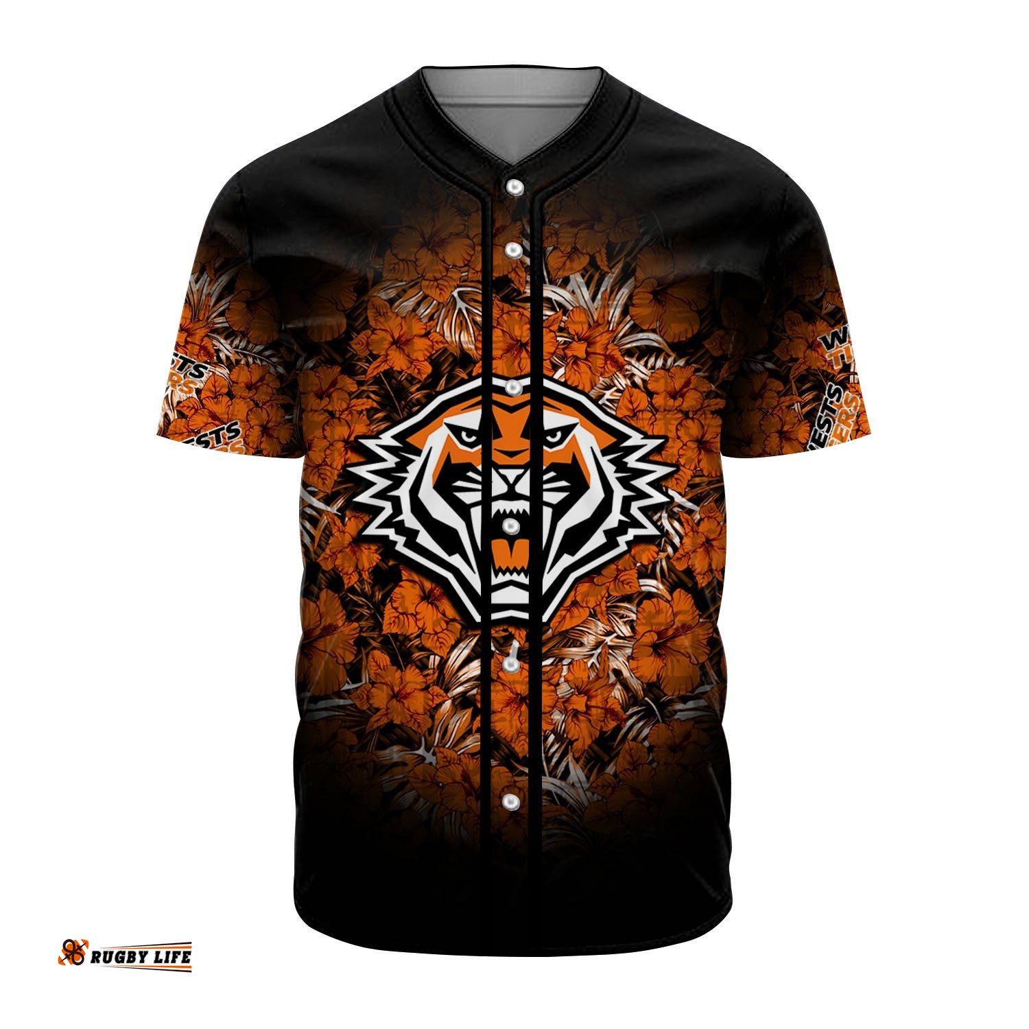 Wests Tigers Baseball Jersey Shirt Polynesian Hibiscus Tropical Vintage NRL